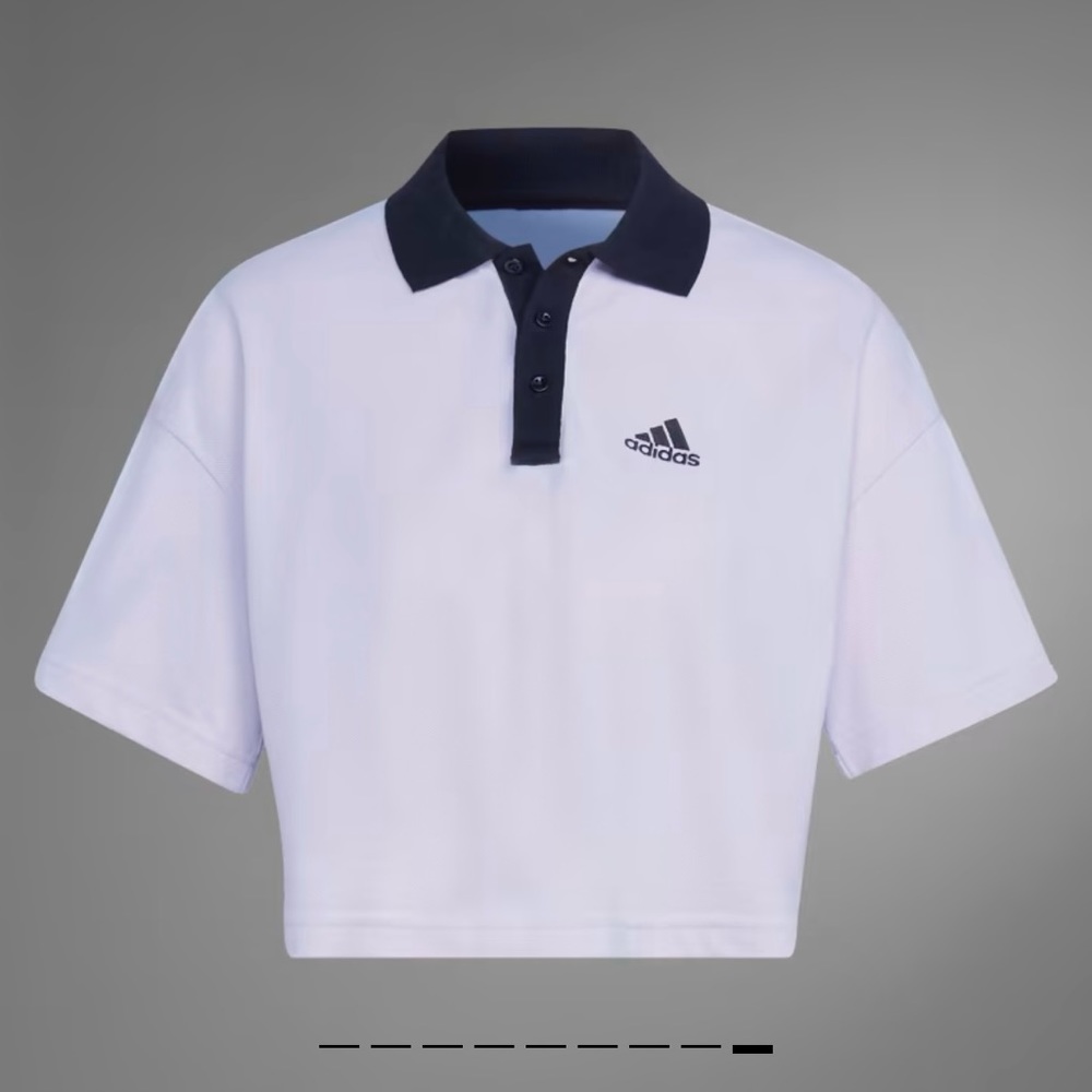 ADIDAS cropped pique polo shirt